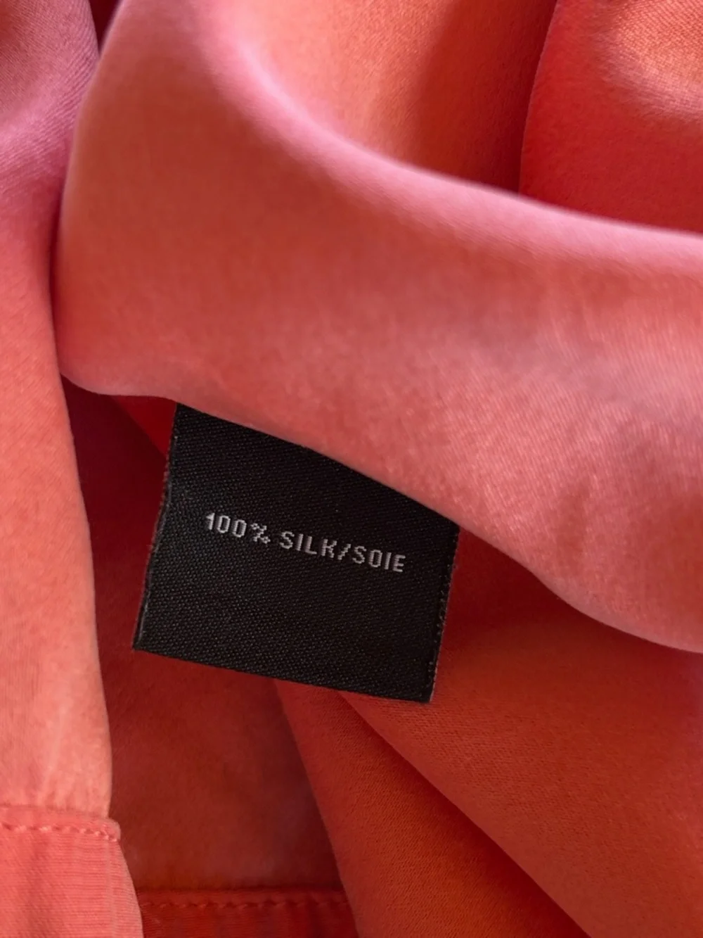 Lafayette 148 New York 100% Silk Coral Pink Short-Sleeve Button Down -Sz L - Picture 4 of 4